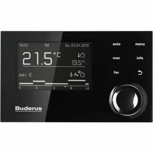 Buderus GB182i Logaplus Gas-Brennwert Heizungspaket W42S Mit Regelung RC310 In Schwarz, 14 KW 15