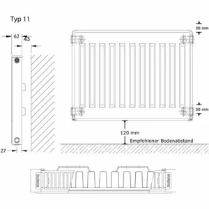 Buderus Logatrend C-Profil Kompakt-Heizkörper H 500 Mm L 400 Mm Typ 11 – 277/178 Watt 15