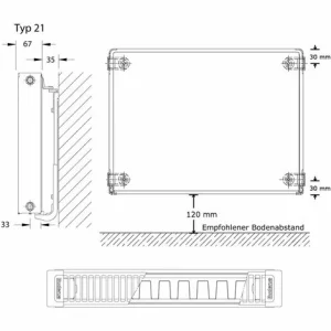 Kompakt-Heizkörper Buderus Logatrend C-Plan H 500 Mm L 500 Mm Typ 21 – 440/283 Watt 15