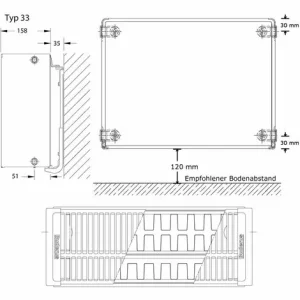 Kompakt-Heizkörper Buderus Logatrend C-Plan H 300 Mm L 800 Mm Typ 33 – 915/585 Watt 15