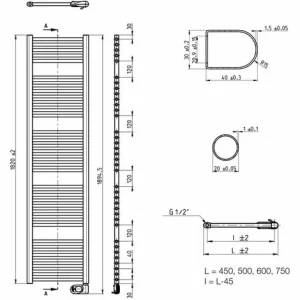 Elektro-Badheizkörper Buderus Therm Direct E Mit Raumtemperaturregler – Höhe 1.820 Mm X Breite 450 Mm 7